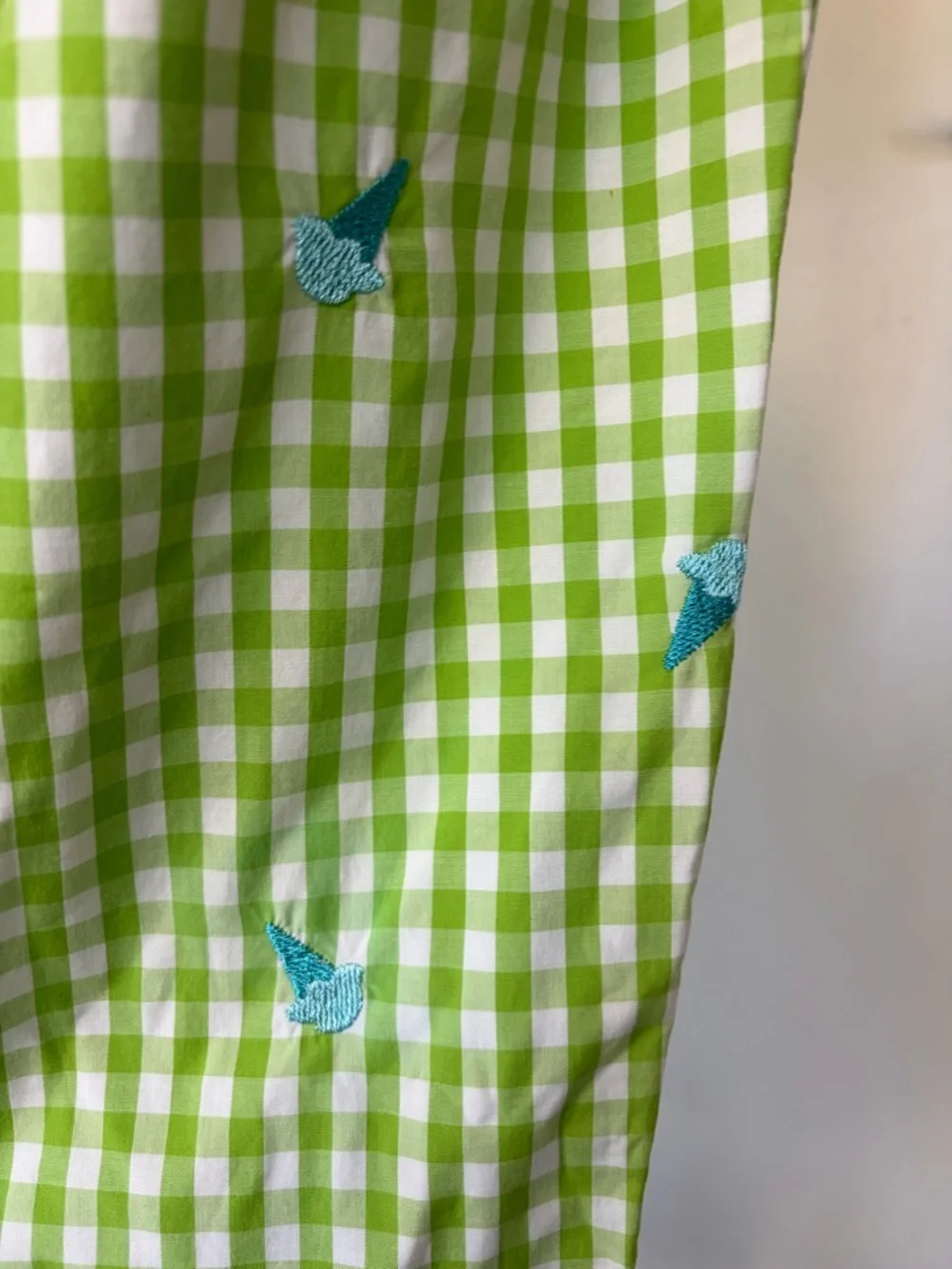 Lilly Pulitzer Gingham Cropped Pants, Green/blue cones, 0 (fits like 2), EUC - Picture 9 of 9